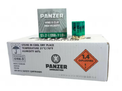 Panzer Wing & Clay 12 Gauge, 2 3/4", 8 Shot, 1 1/8 oz, 1350 FPS, High Velocity Shotgun Shell - 250 Round Case