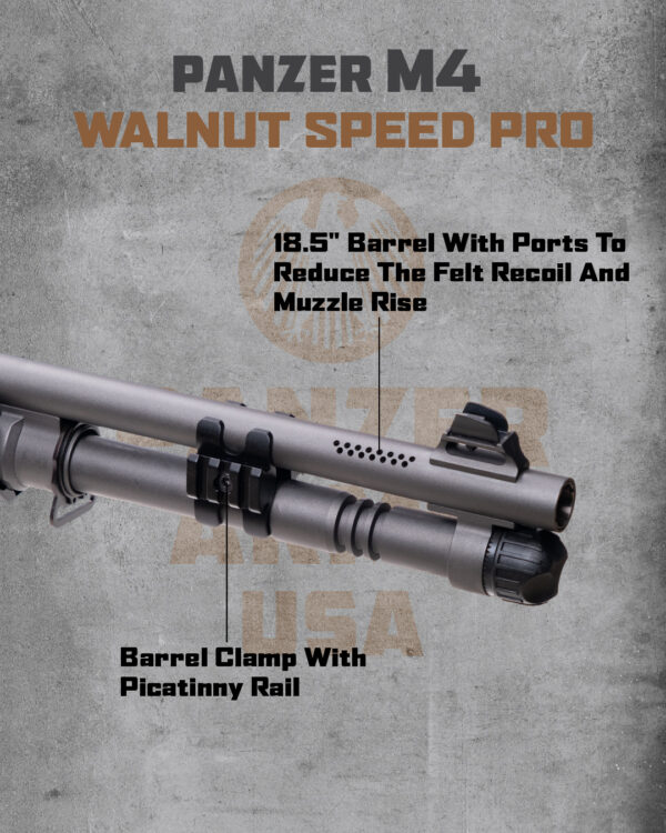 NEW!!  PANZER ARMS M4 SPEED PRO WALNUT- SEMI AUTOMATIC 12 GAUGE SHOTGUN - Image 3