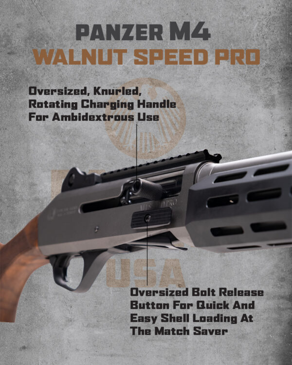 NEW!!  PANZER ARMS M4 SPEED PRO WALNUT- SEMI AUTOMATIC 12 GAUGE SHOTGUN - Image 5